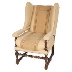 Antique Jacobean Style Oak Wing Chair