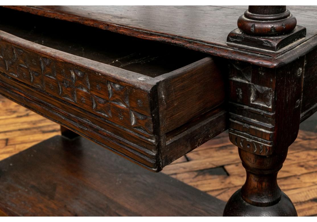 Antique Jacobean Style Turned Oak Tiered Server For Sale 8