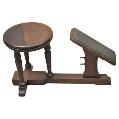 Used Jacobean Walnut Salesman Sizing Fitting Stool Bench Foot Rest