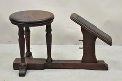 Antique Jacobean Walnut Shoe Shine Box Stool Vintage Retail Store Decor Footrest