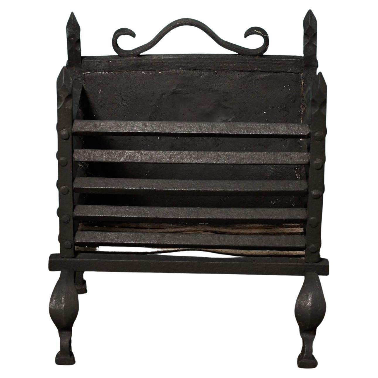Antiker Jacobean schmiedeeiserner Feuerkorb