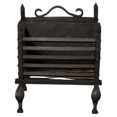Antique Jacobean Wrought Iron Fire Basket
