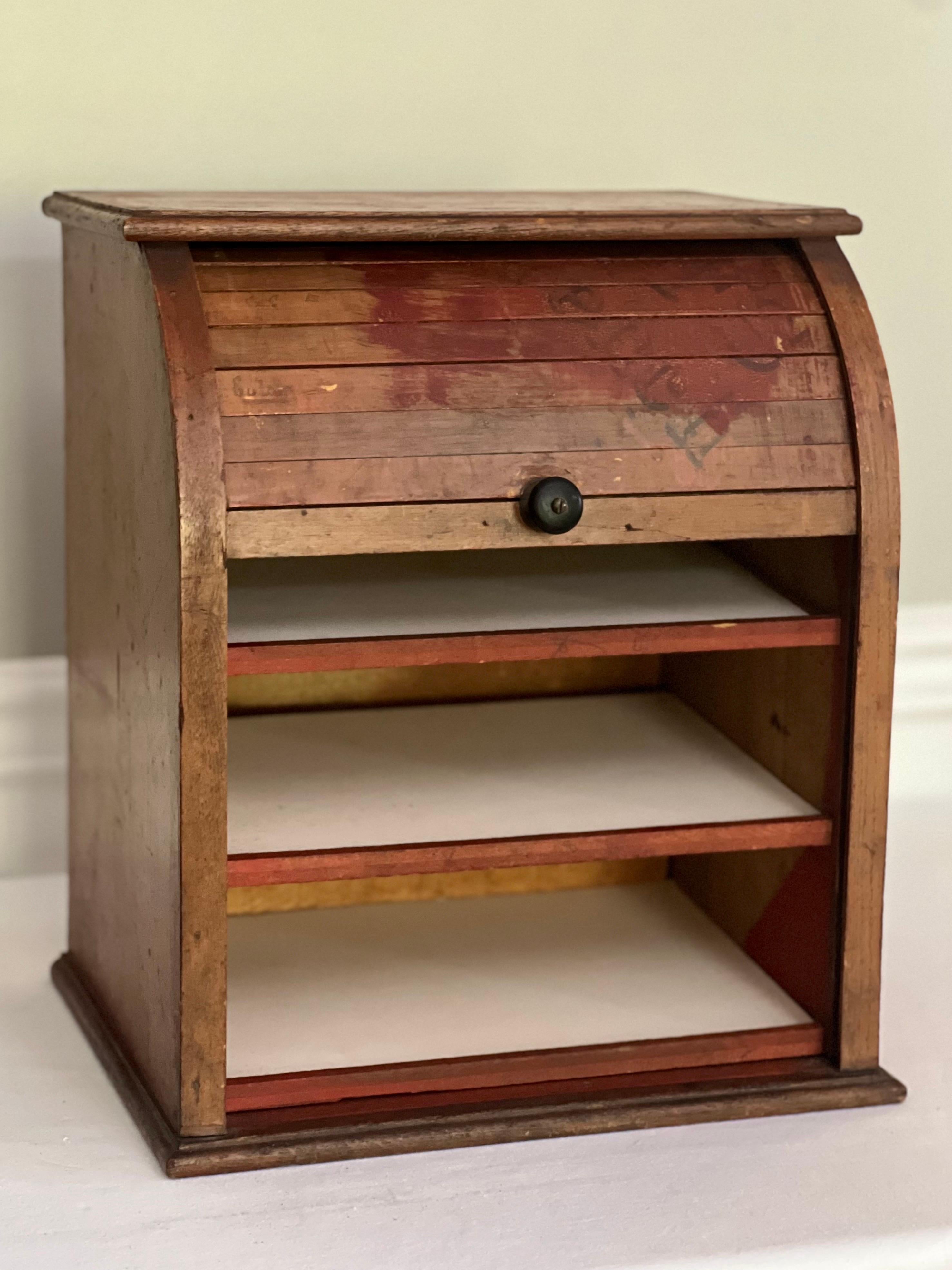 Antique Jacquot's Genuine French Country Store Roll Top Counter Display Cabinet For Sale 5