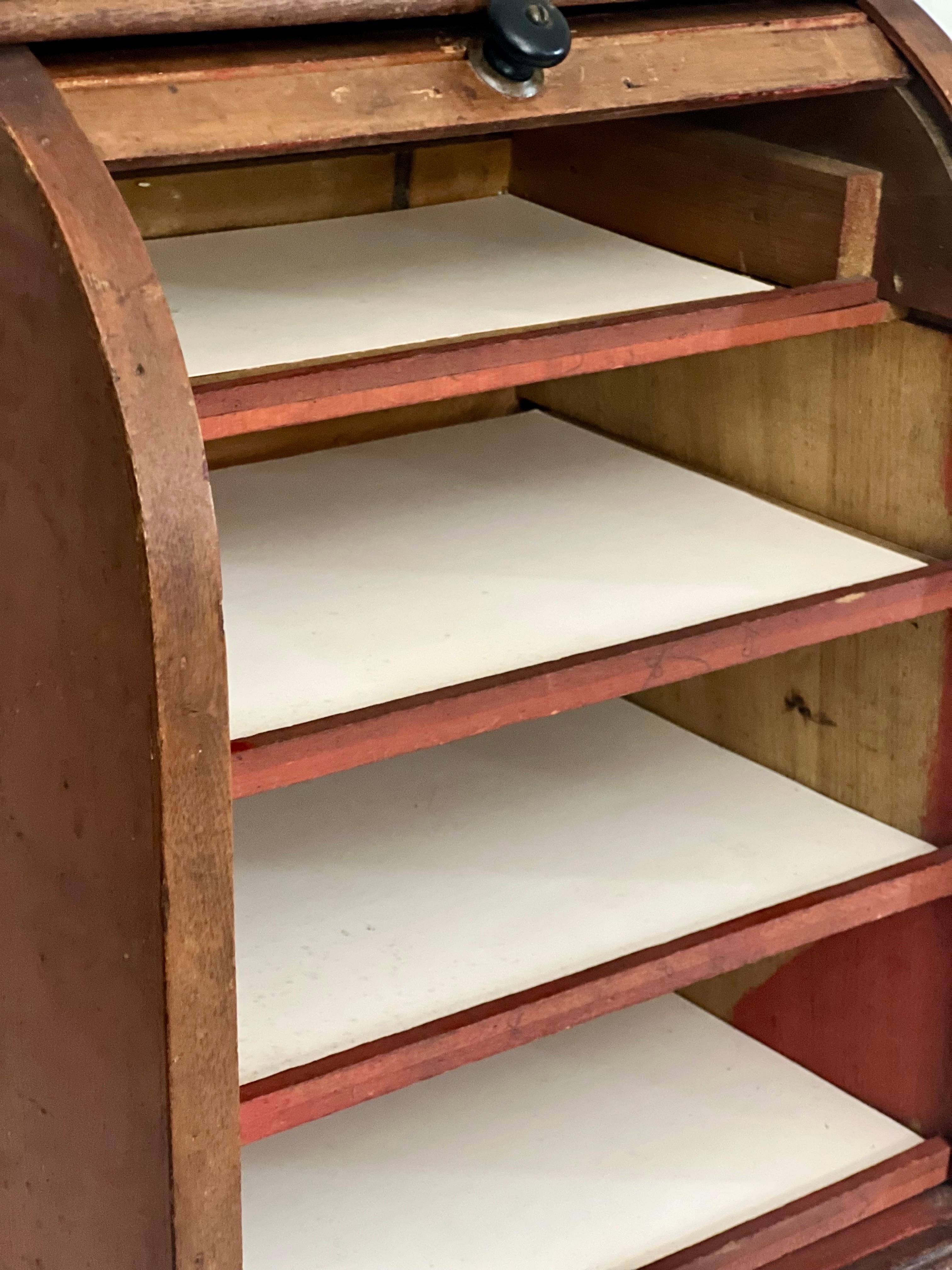 Antique Jacquot's Genuine French Country Store Roll Top Counter Display Cabinet For Sale 6
