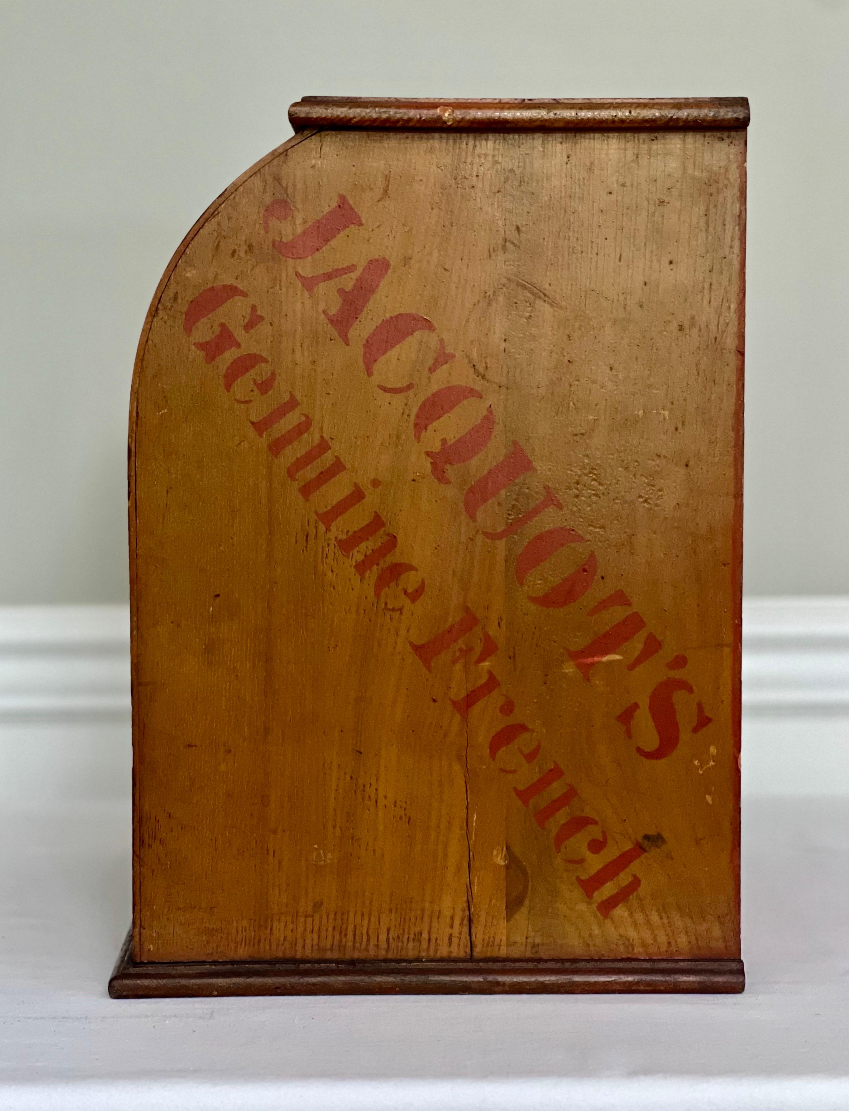 Early 20th Century Antique Jacquot's Genuine French Country Store Roll Top Counter Display Cabinet For Sale