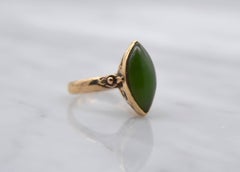 Antique Jade 14 Karat Gold Marquise Art Deco 5 Carat Cocktail Ring