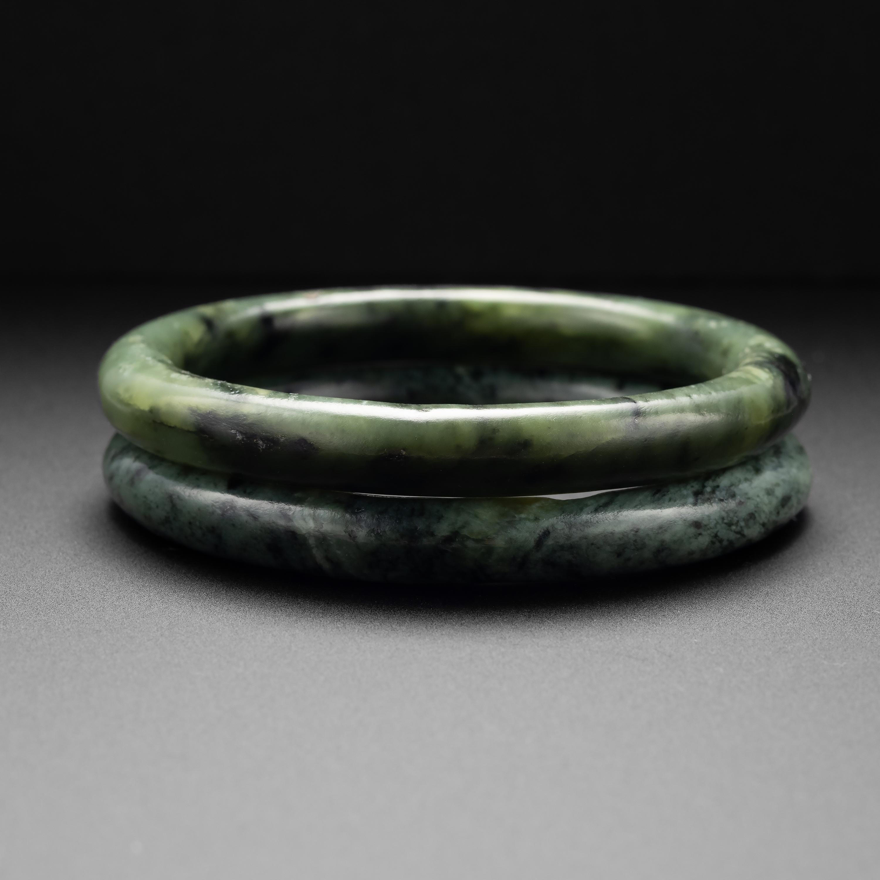 Antique Jade Bangle Pair of Nephrite Certified Untreated 1