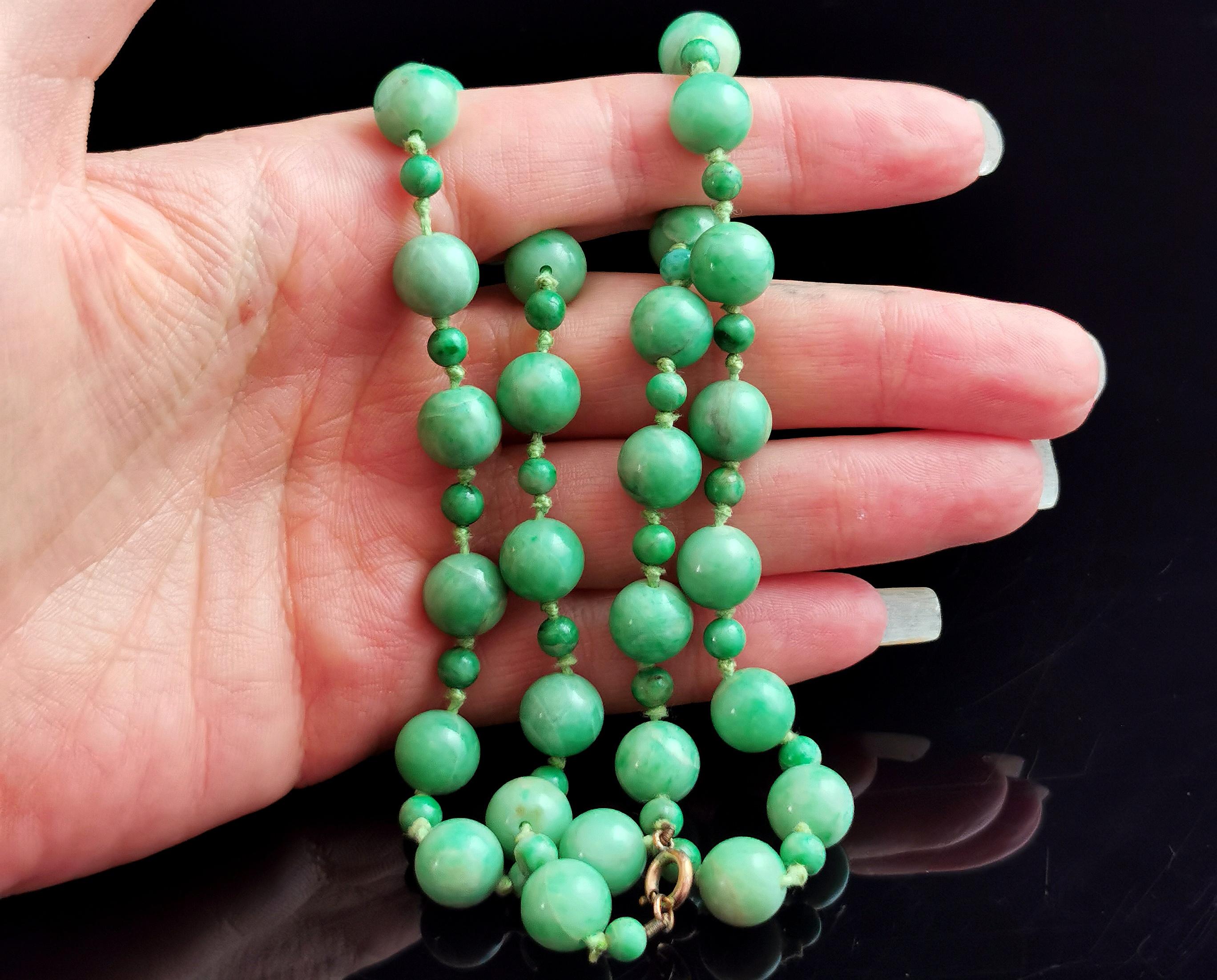 Antique Jade Bead Necklace, Art Deco, C1910s 3