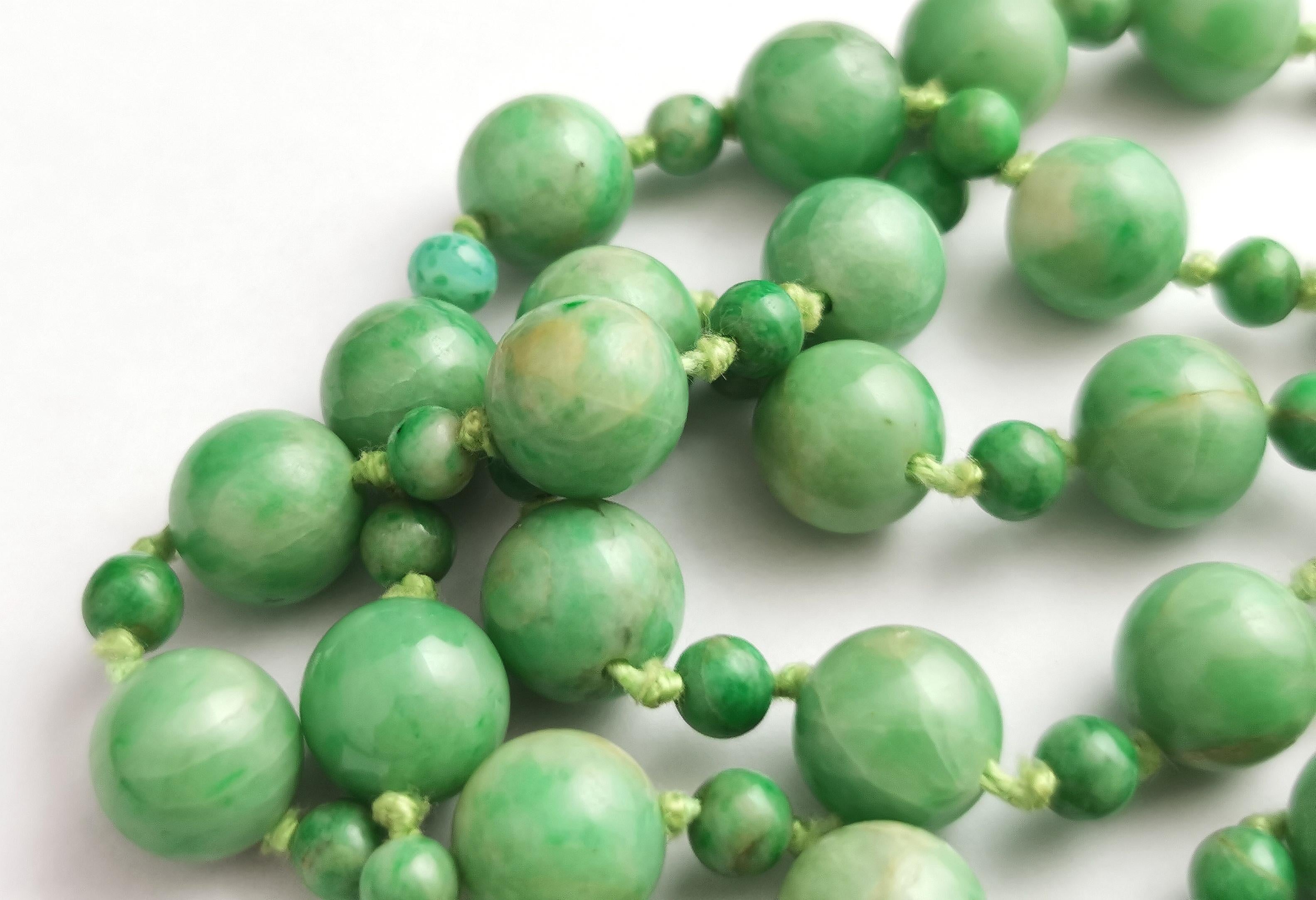 Antique Jade Bead Necklace, Art Deco, C1910s 6