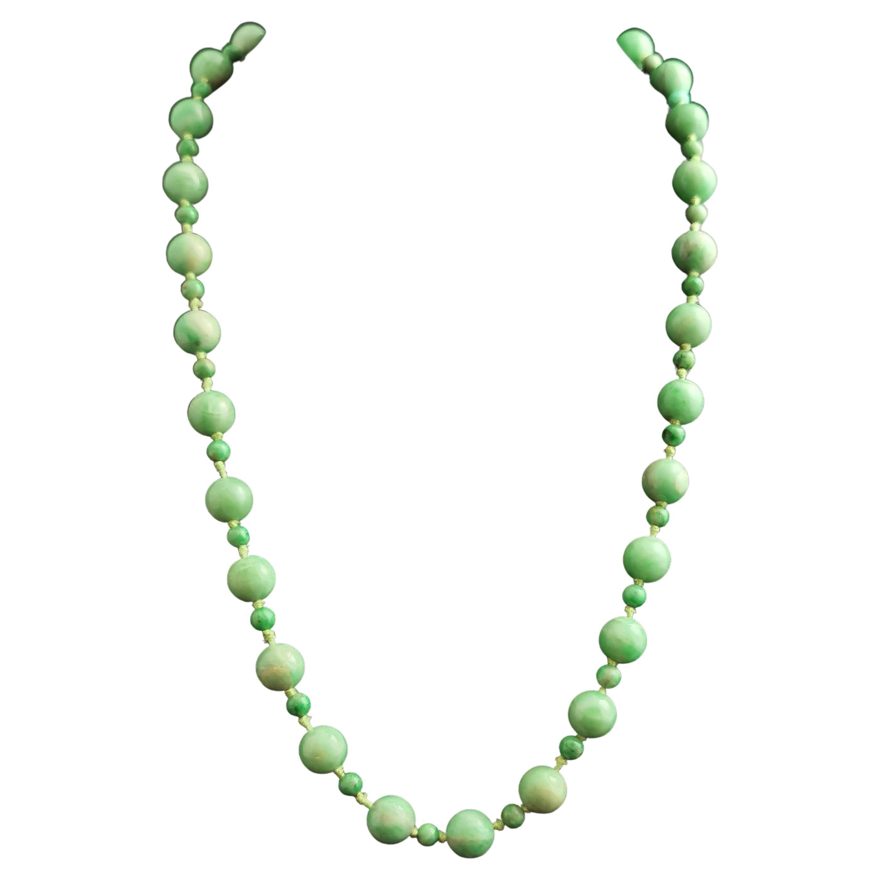 Antique Jade Bead Necklace, Art Deco, C1910s