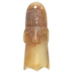 Antique Jade Carved Buffalo Reversible Amulet Pendant