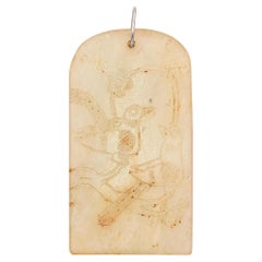 Antique Jade Carved Pendant with Sterling Silver Jump Ring Bail