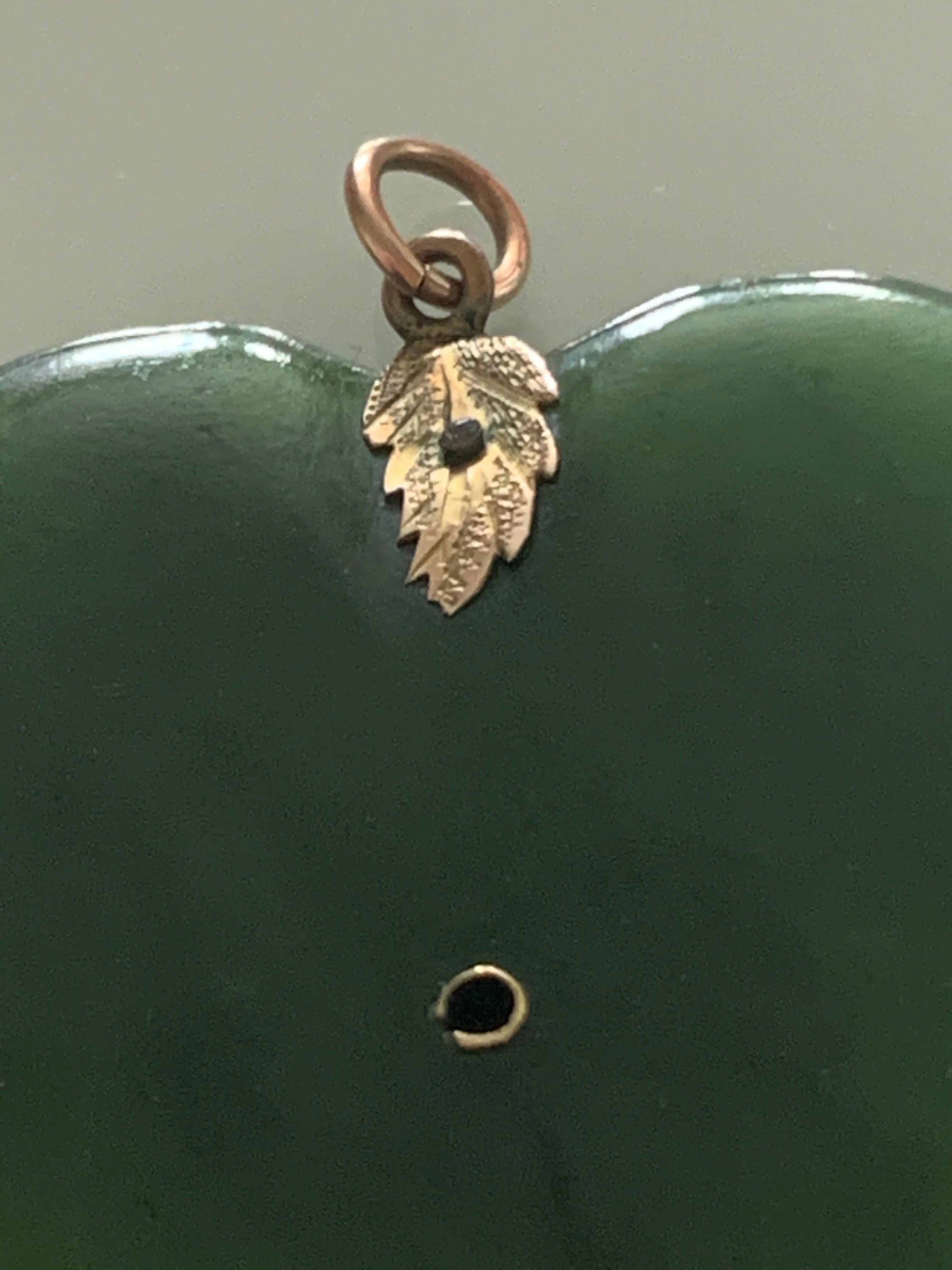Victorian Antique Jade Extra Large Heart Pendant For Sale