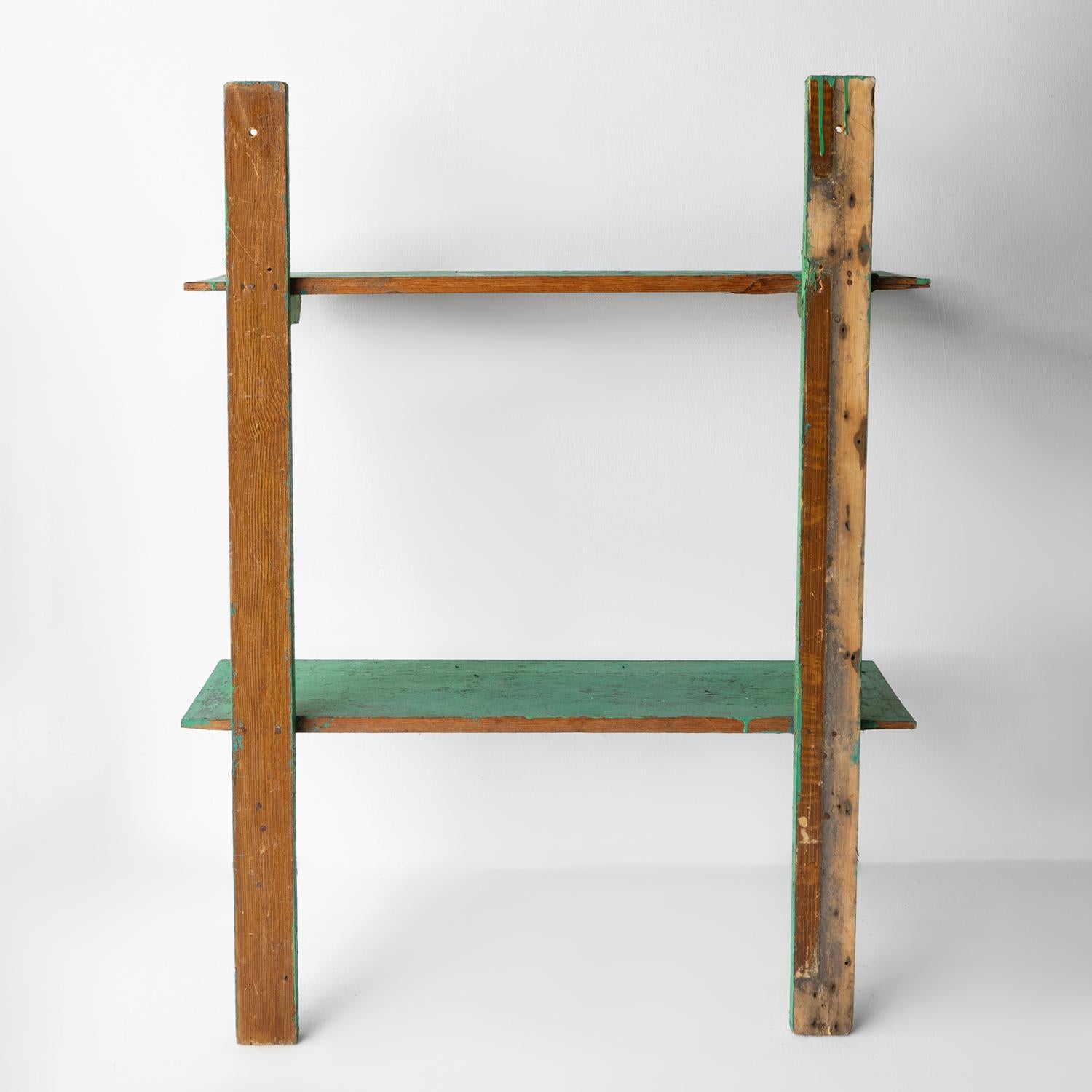 Antique Jade Green Painted Pine Wall Shelves, Early 20th Century In Good Condition In Bristol, GB