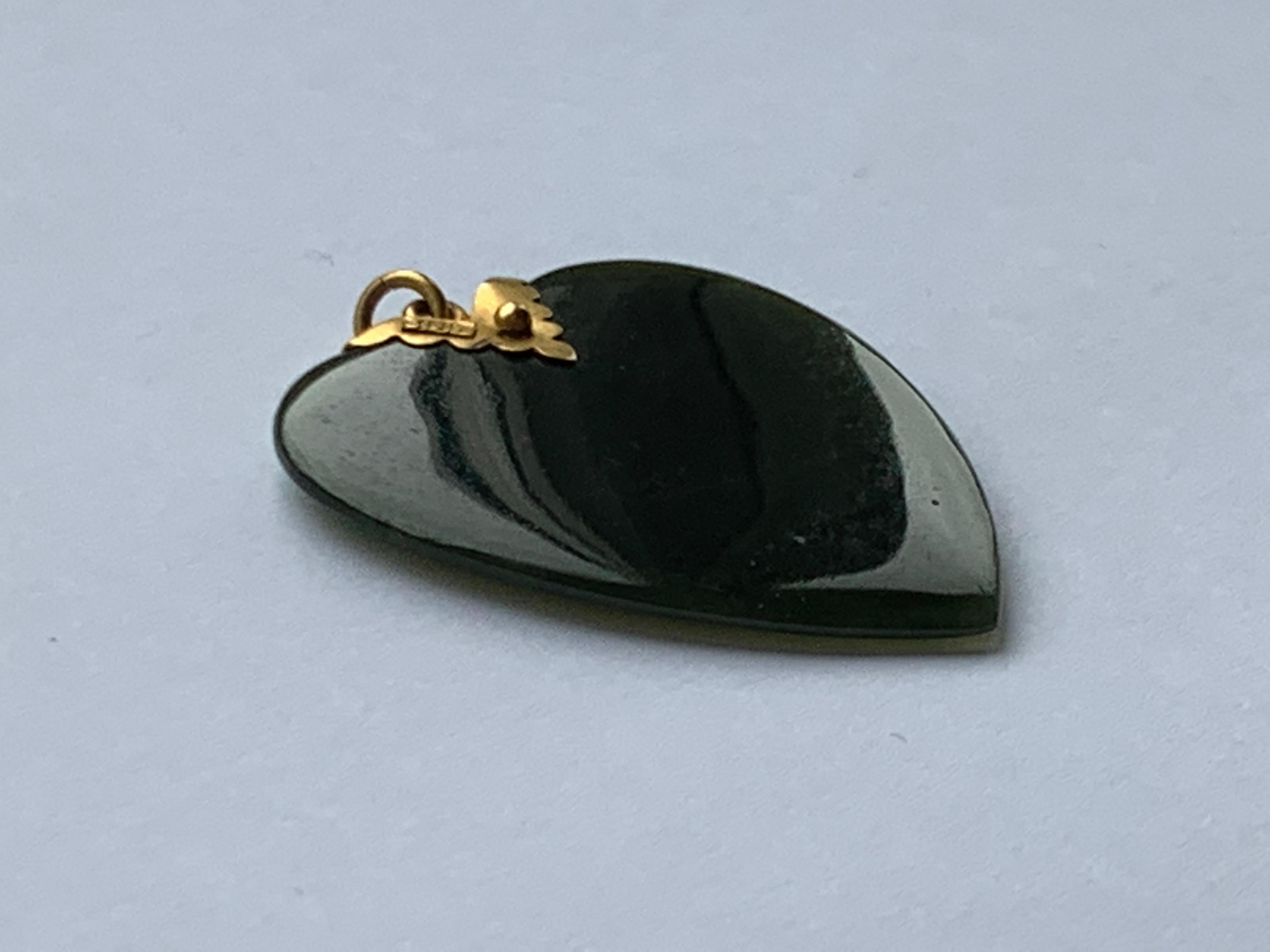 Heart Cut Antique Jade Heart pendant  For Sale