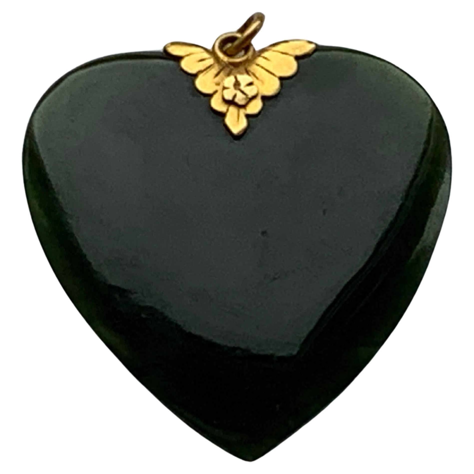 Antique Jade Heart pendant  For Sale