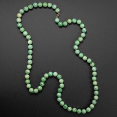 Collier ancien en jade sculpté à la main, certifié non traité et non traité, de la fin du Qing