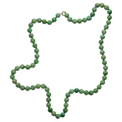 Collier ancien en jade sculpté à la main, certifié non traité et non traité, de la fin du Qing