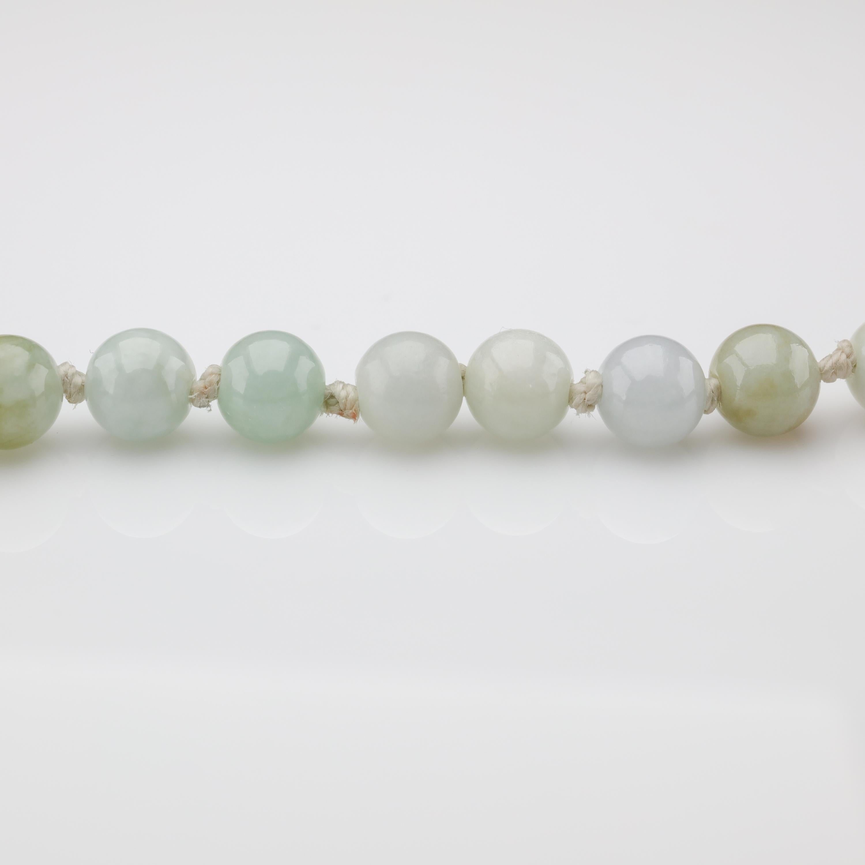 Antique Jade Necklace in Faint, Breathtaking Colors 7