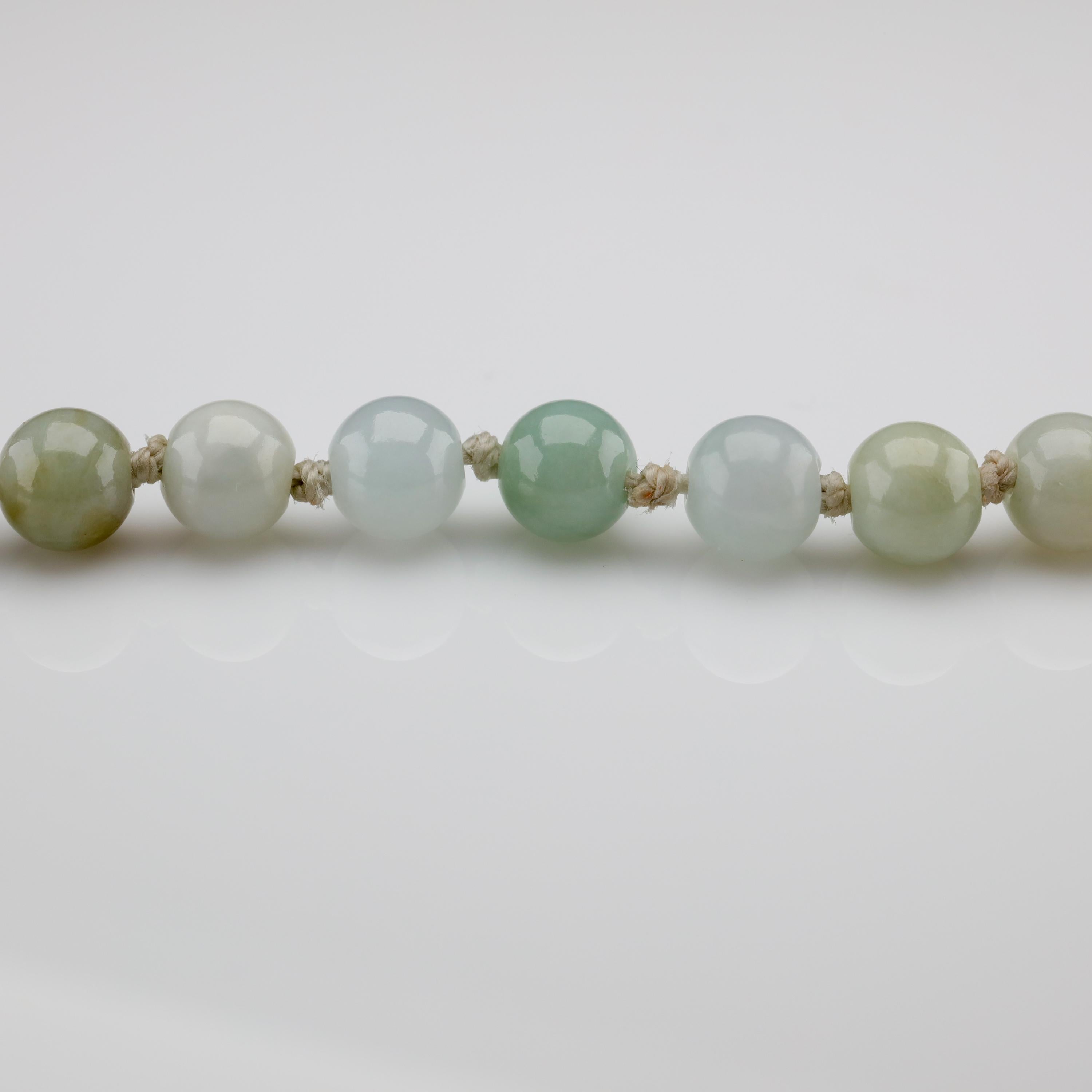 Antique Jade Necklace in Faint, Breathtaking Colors 8