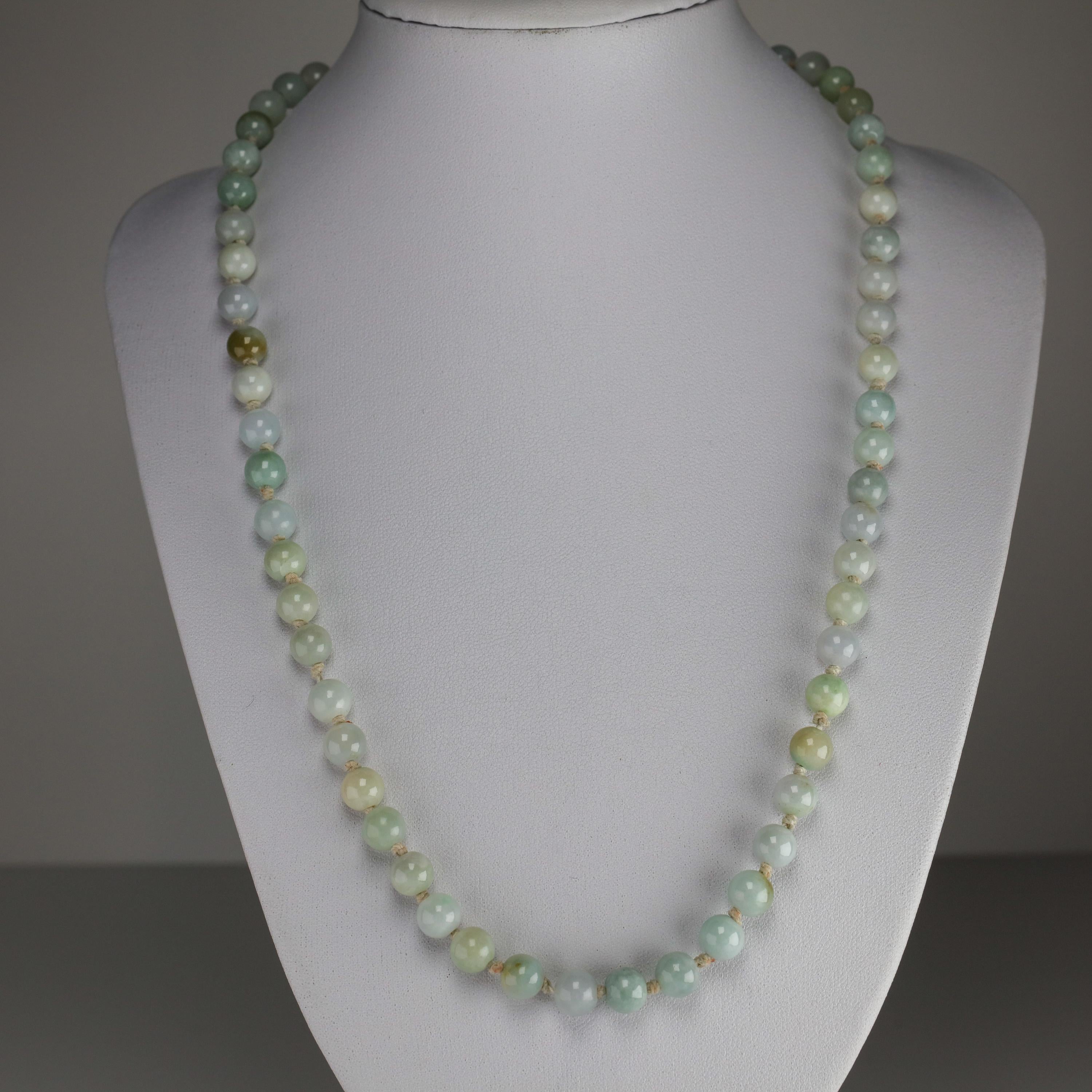 Antique Jade Necklace in Faint, Breathtaking Colors 11