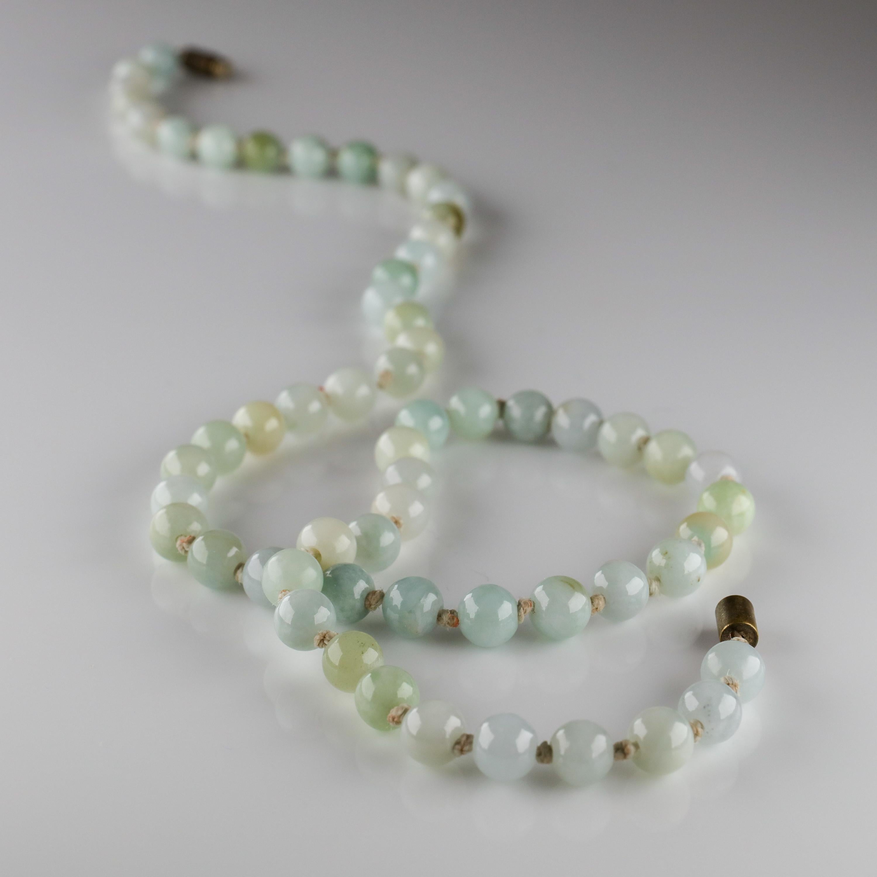 Antique Jade Necklace in Faint, Breathtaking Colors 1
