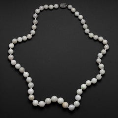 Antique Jade Necklace Like Marbles Made of Fog, Circa 1920s