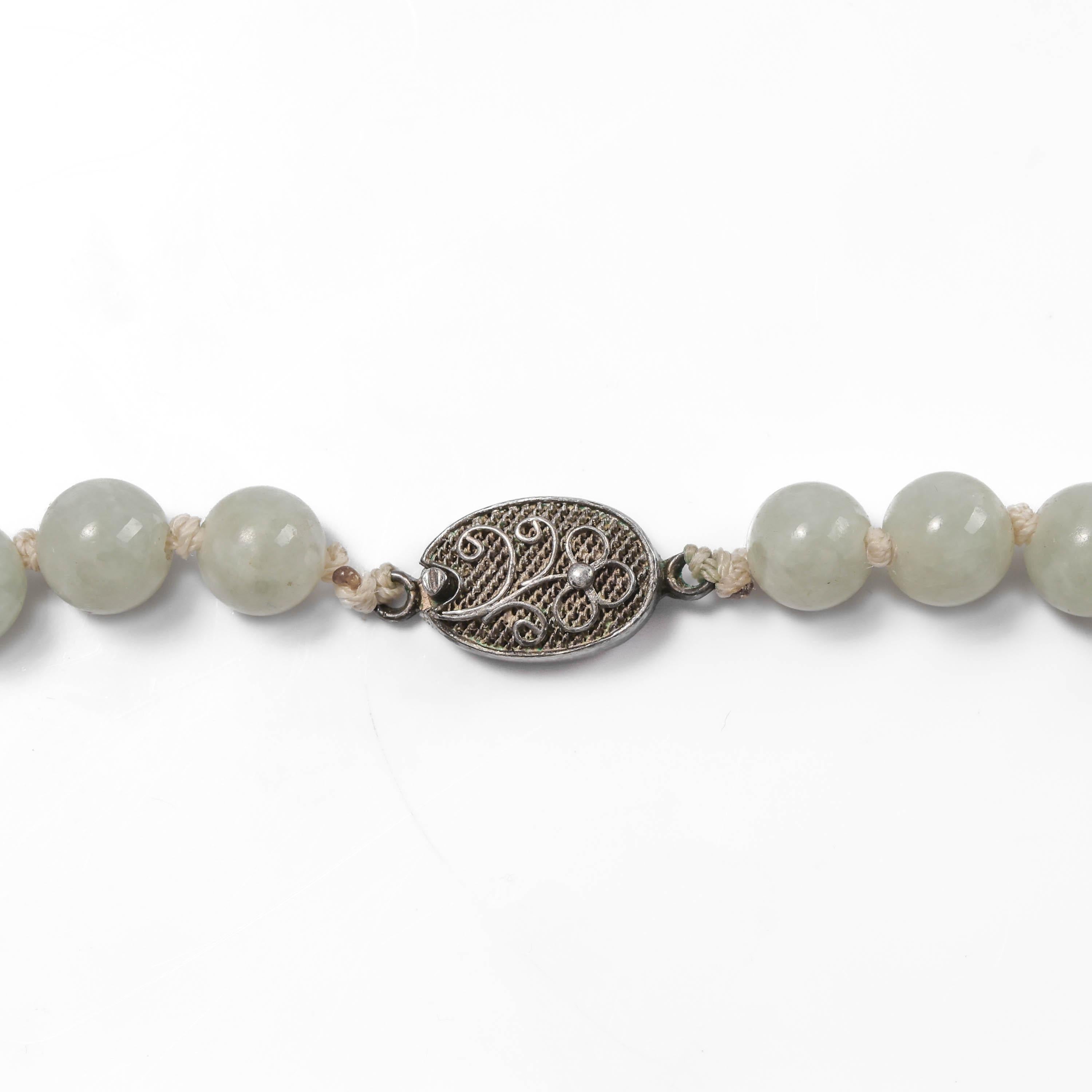 Women's or Men's Antique Jade Necklace Seemingly Made from Fog Certified Untreated 23