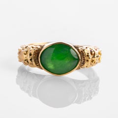 Antique Jade Ring 20 Karat Gold Adjustable Band GIA Certified