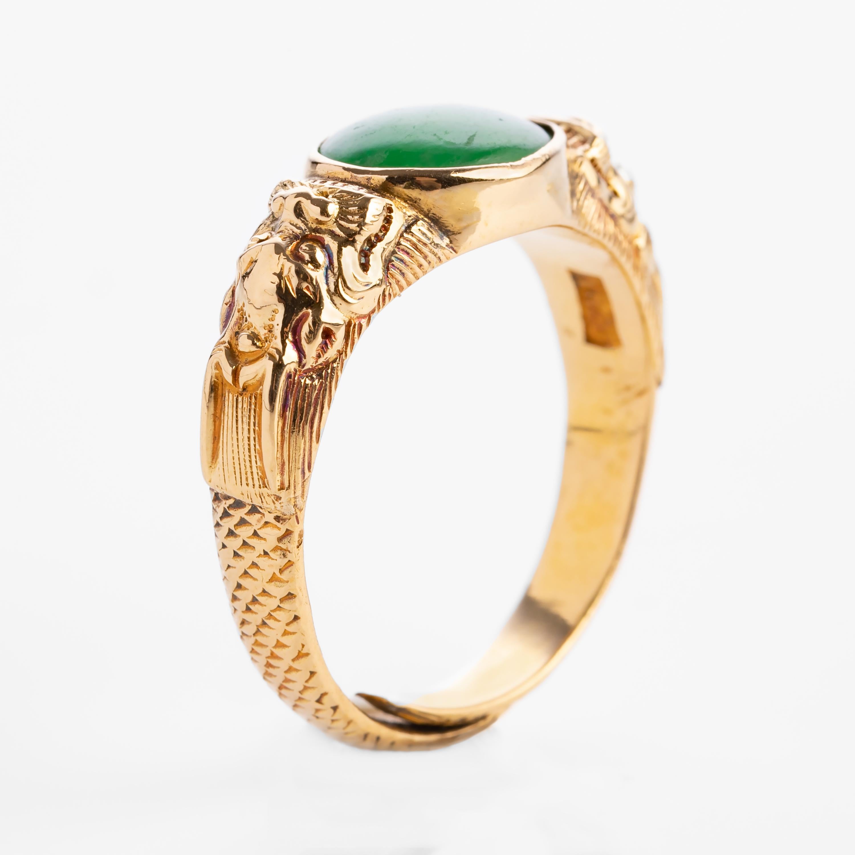 Cabochon Antique Jade Ring 20 Karat Gold Adjustable Band GIA Certified