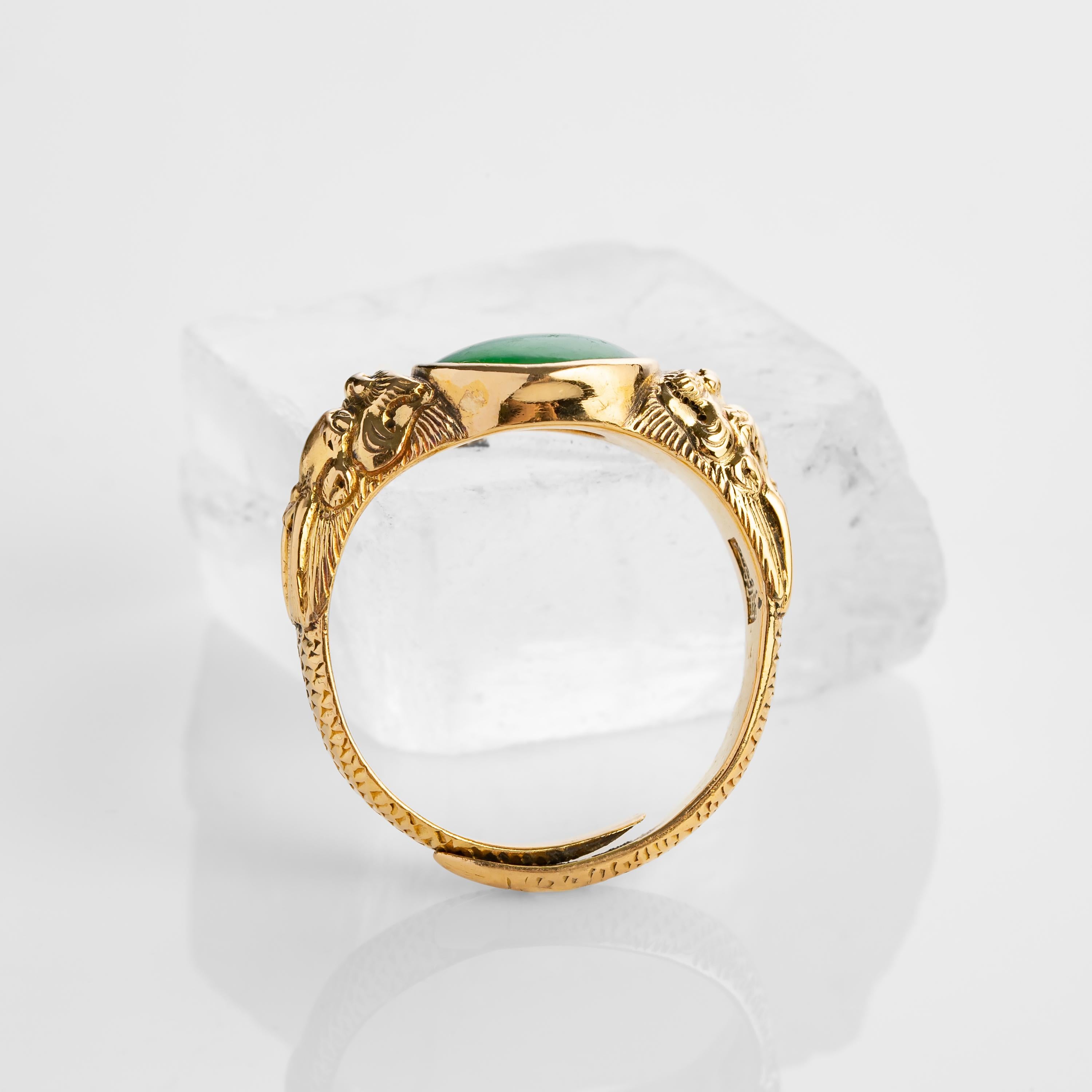 Antique Jade Ring 20 Karat Gold Adjustable Band GIA Certified In Excellent Condition In Southbury, CT