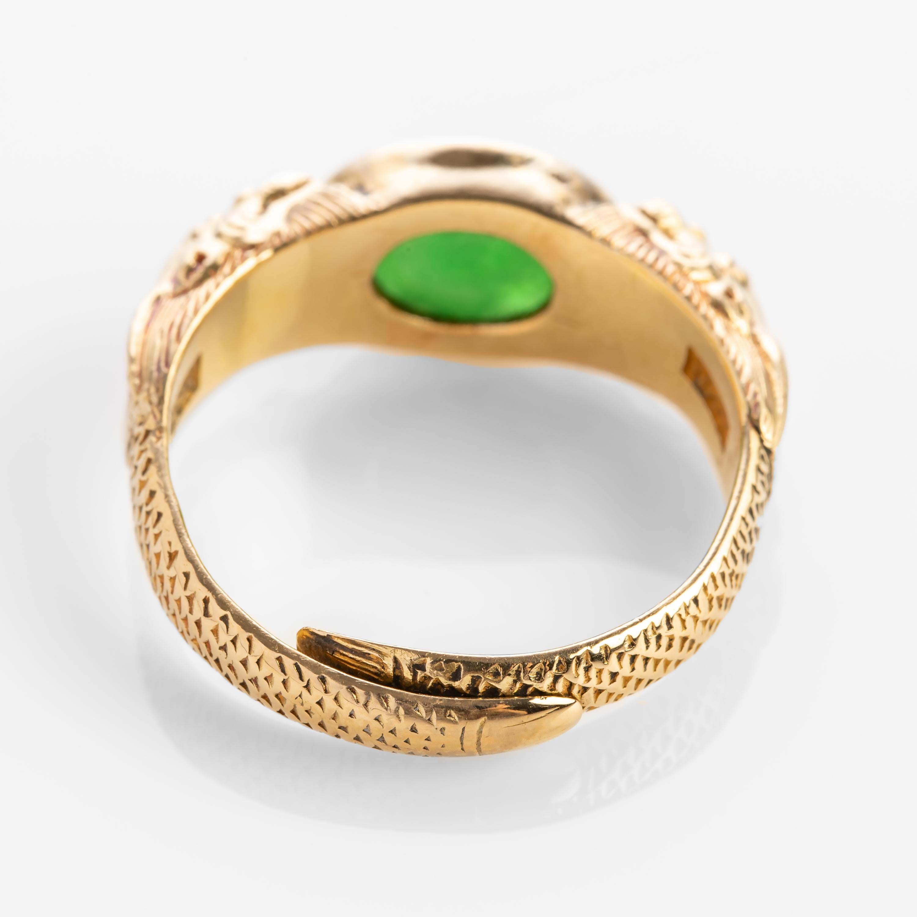 Women's or Men's Antique Jade Ring 20 Karat Gold Adjustable Band GIA Certified
