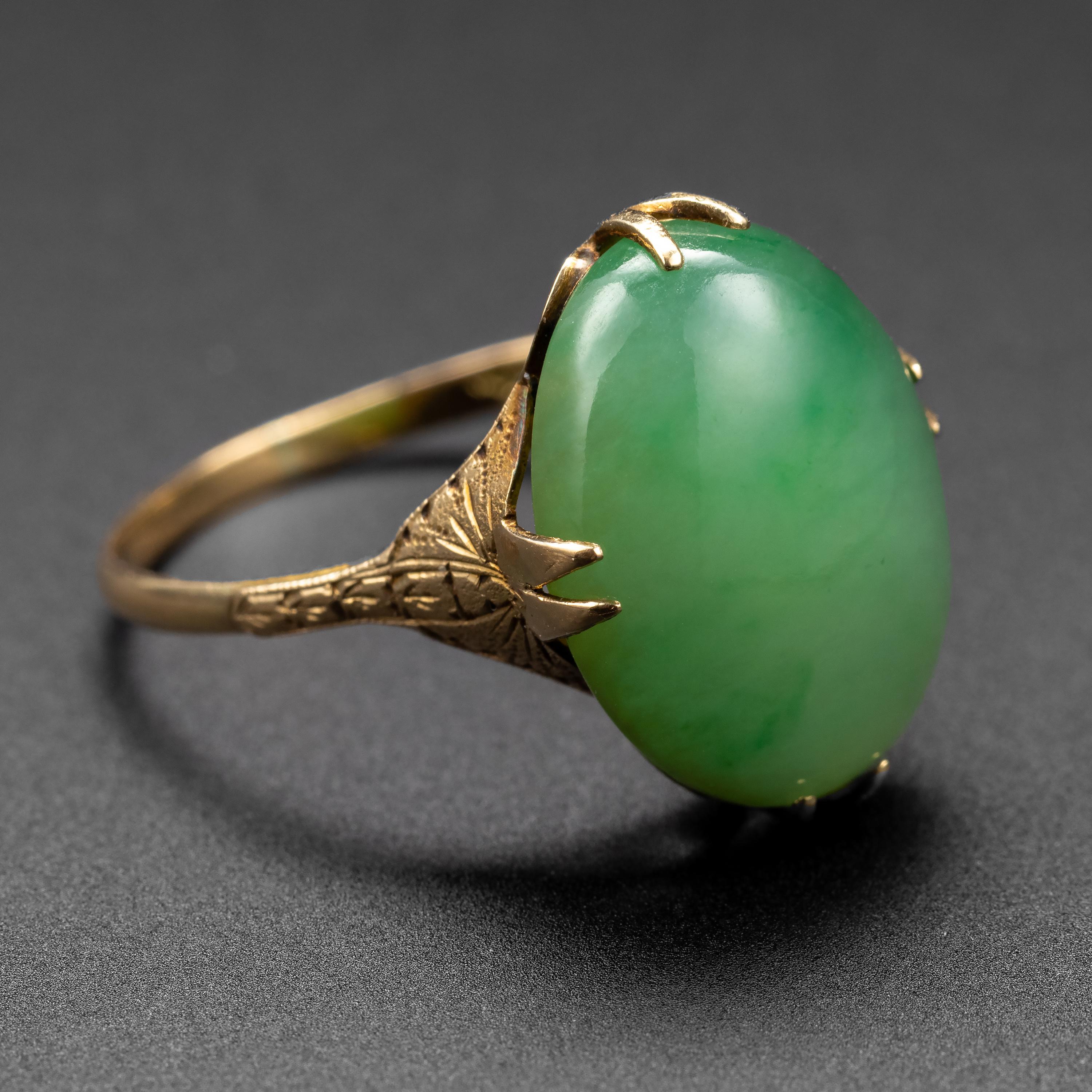 Edwardian Antique Jade Ring Certified Untreated