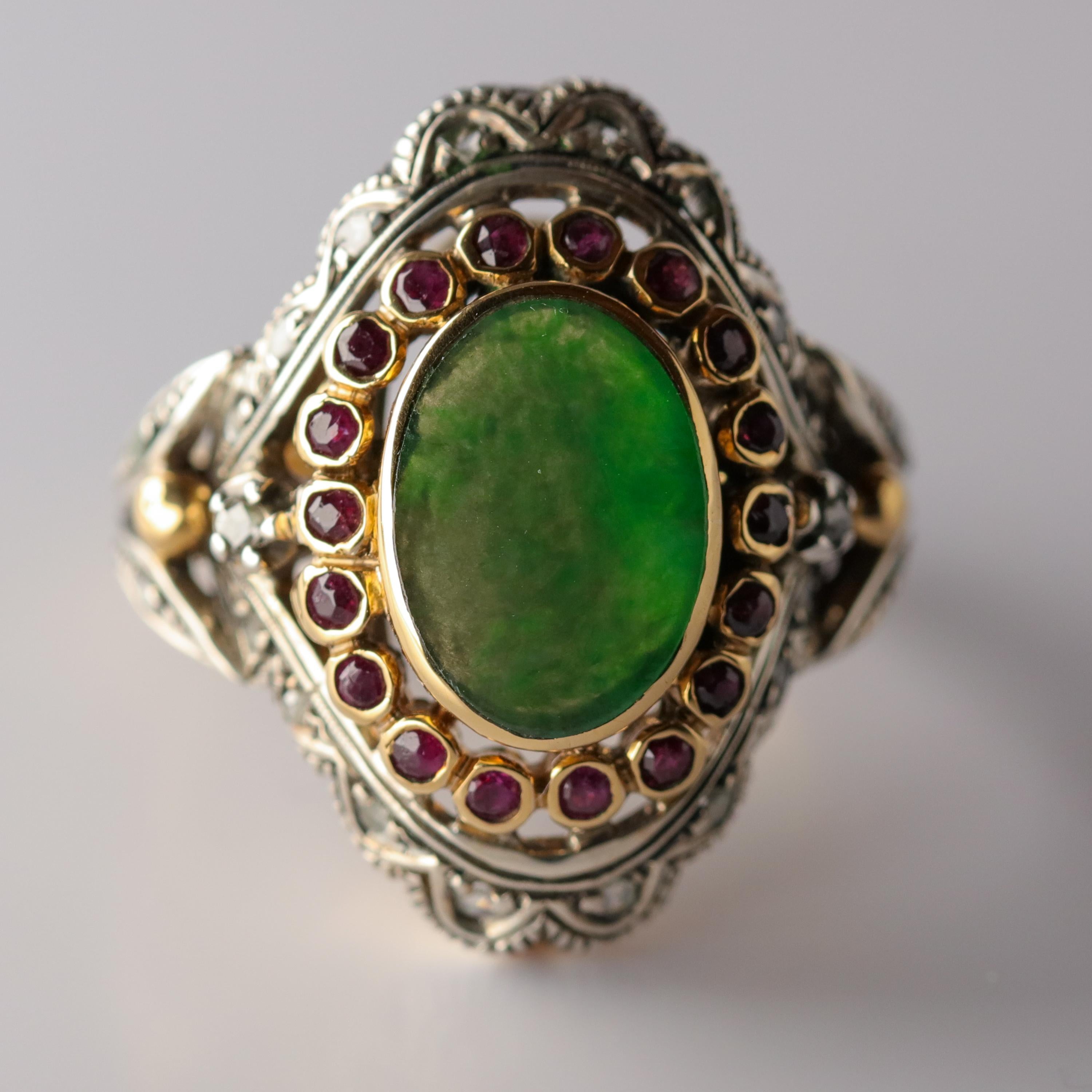 antique jade and diamond ring