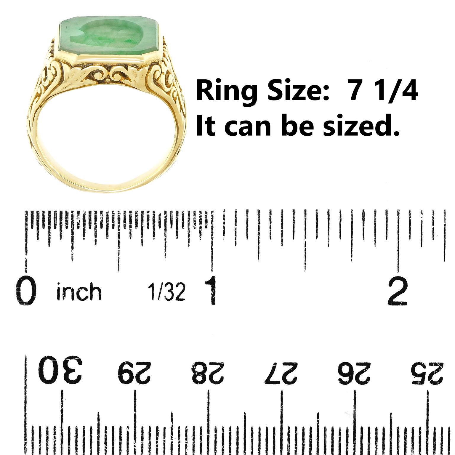 Antique Jade Signet Ring in vendita 1