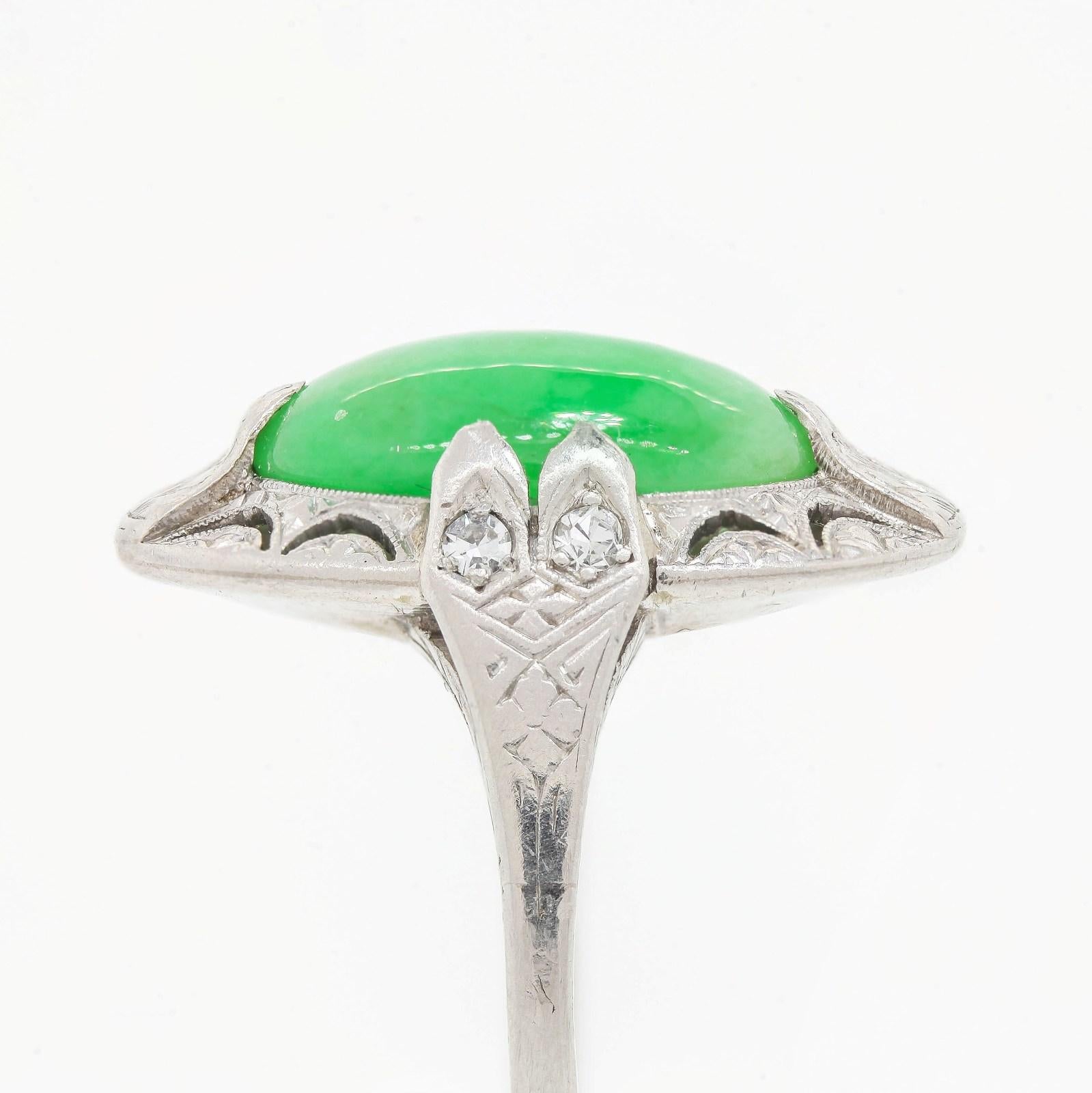 Women's Antique Jadeite Platinum Ring