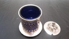 Antique 19th century Jam Jar cobalt blue from England signed Nappin and Webbs