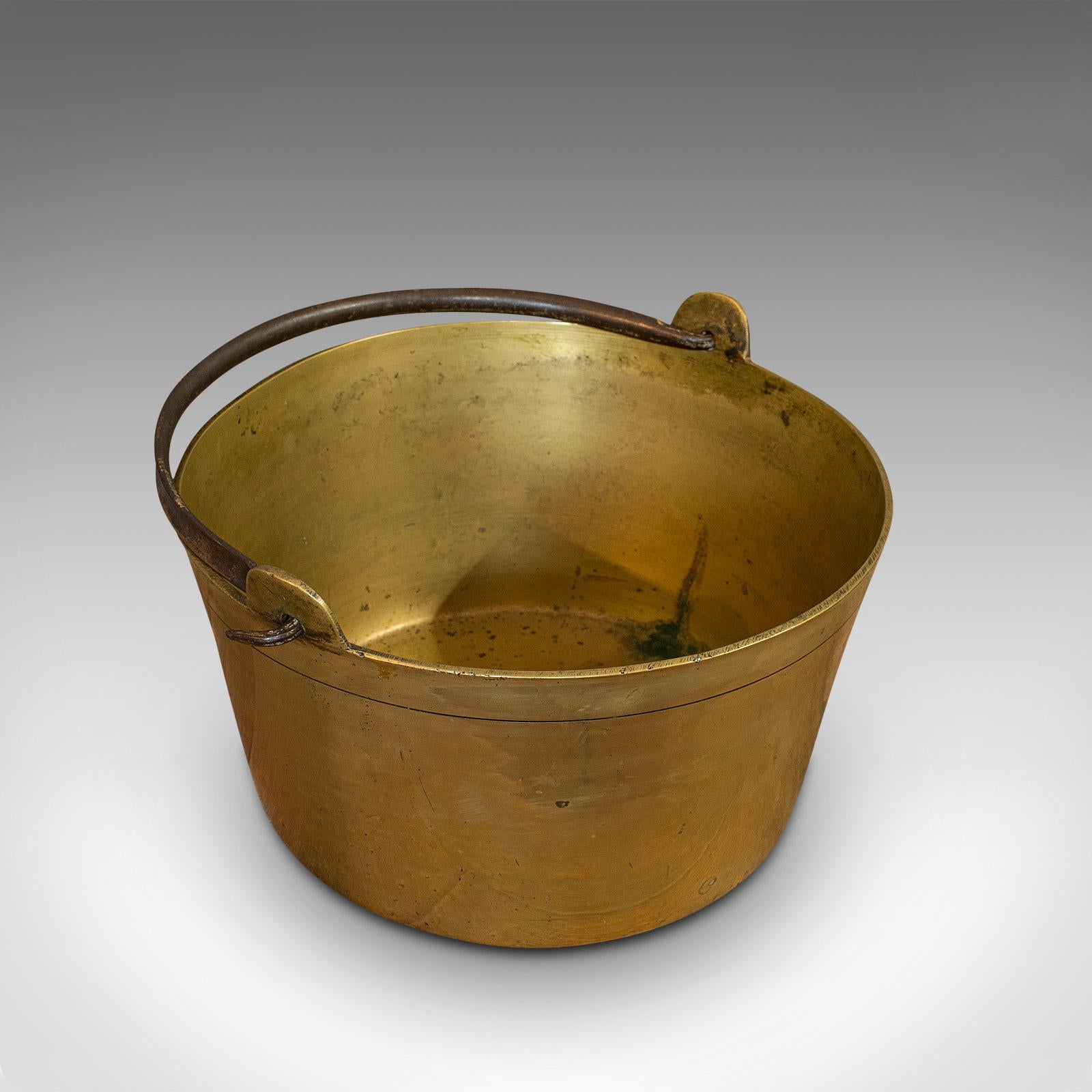 19th Century Antique Jam Pan, French, Solid Brass, Artisan Kitchen Pot, Victorian, circa 1900 For Sale