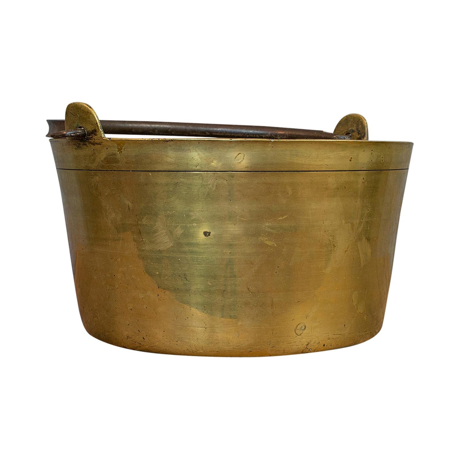 Antique Jam Pan, French, Solid Brass, Artisan Kitchen Pot, Victorian, circa 1900