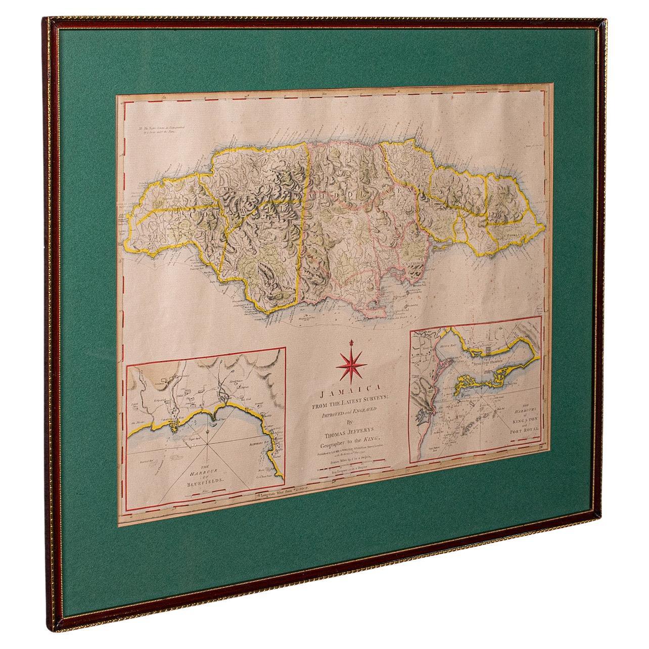 Antique Jamaica Map, English, Caribbean, Cartography, Thomas Jefferys, Georgian For Sale