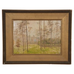 Antico James Craig Nicoll Foresta d'autunno Pittura ad olio su carta 20"