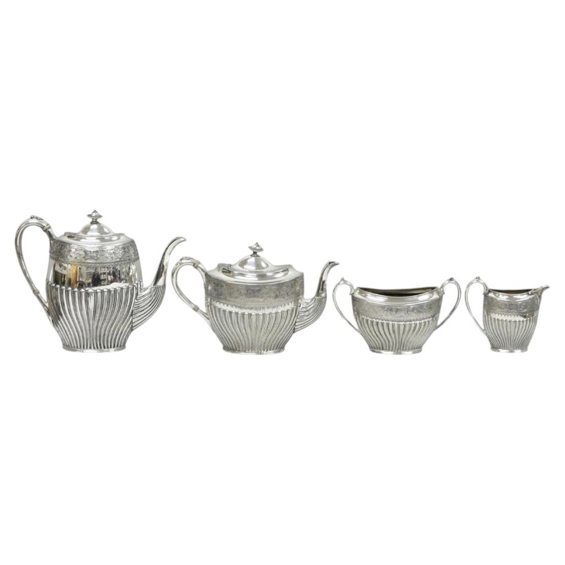 Antique James Dixon & Sons 4186 Victorian Silver Plated Tea Service Set - 4 Pcs