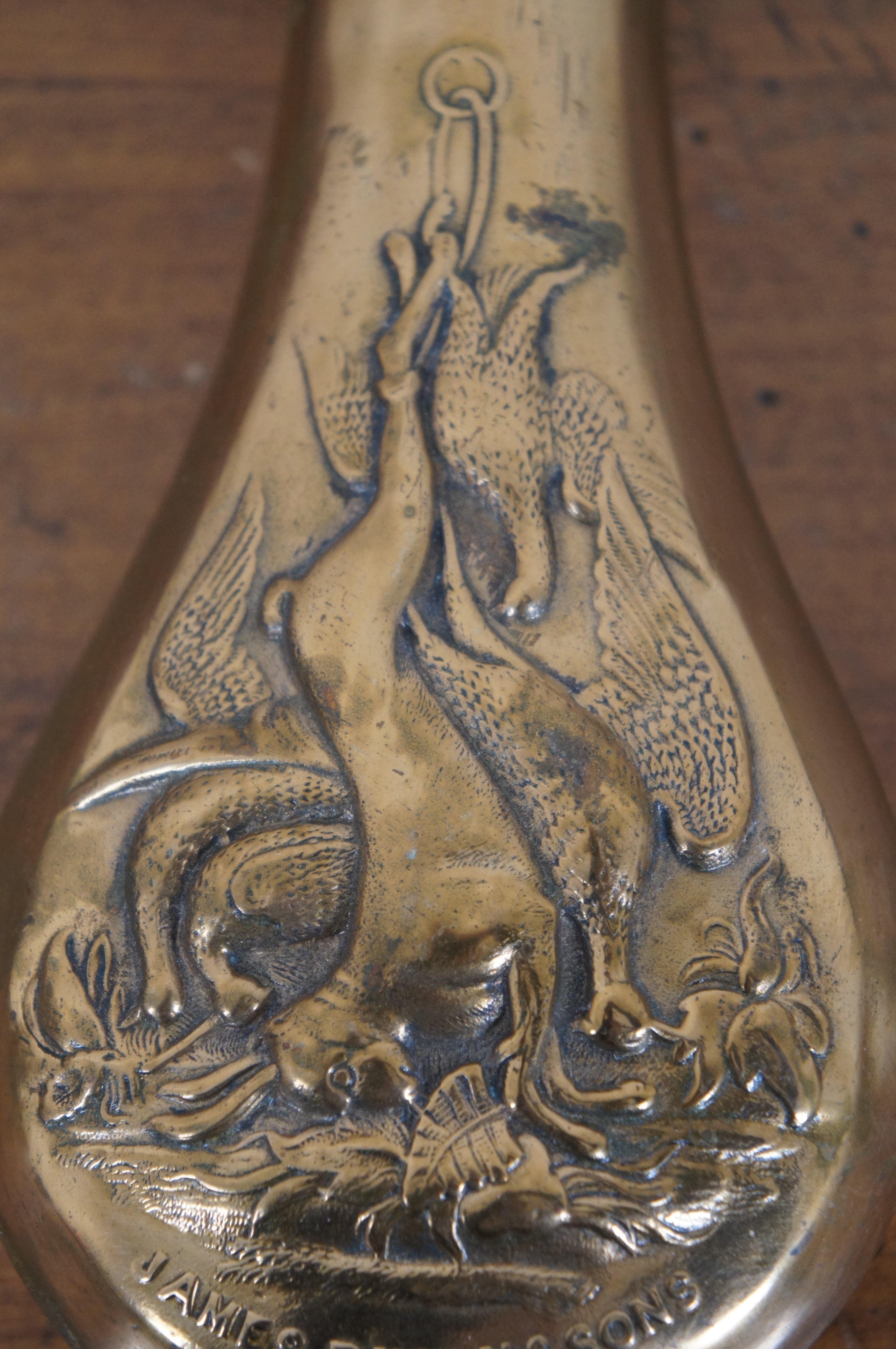Victorian Antique James Dixon & Sons Copper Brass Stock Gun Powder Hunt Game Flask