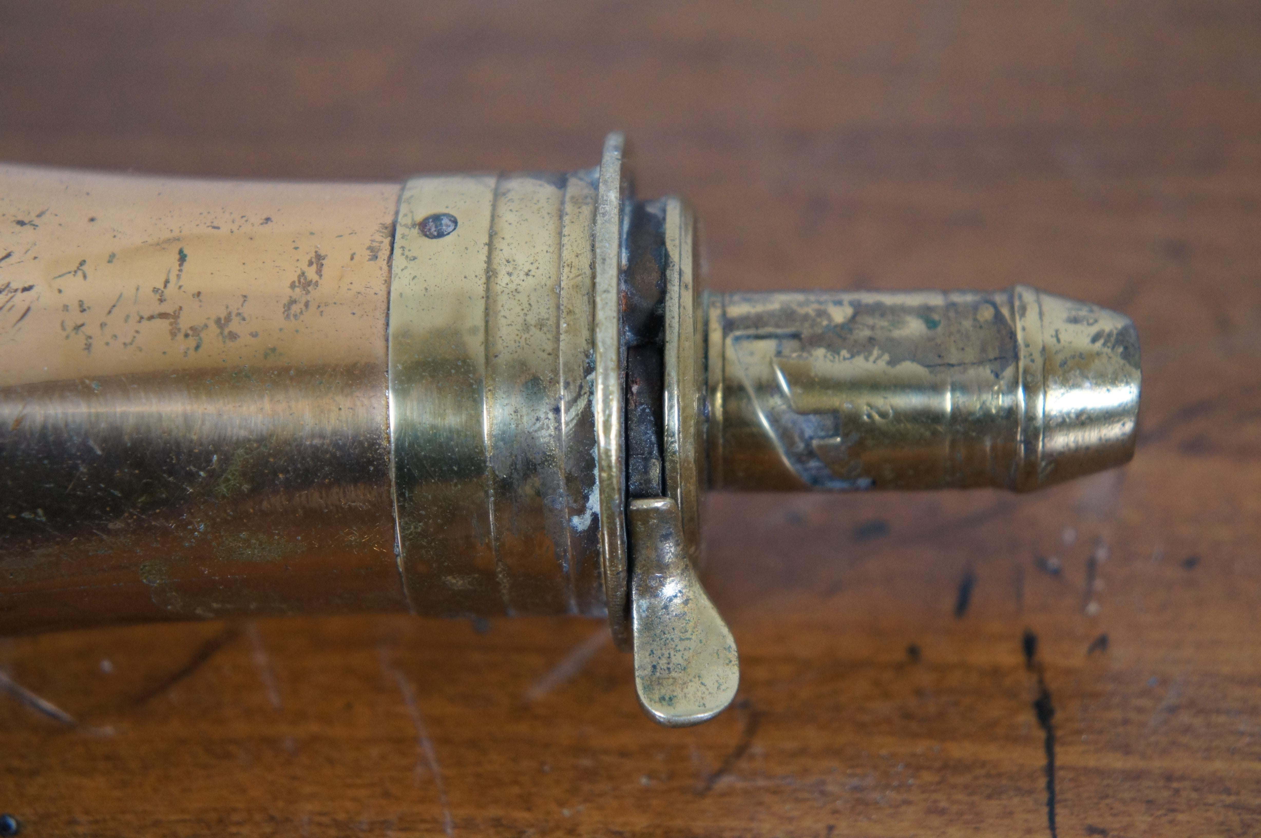 Antique James Dixon & Sons Copper Brass Stock Gun Powder Hunt Game Flask 1
