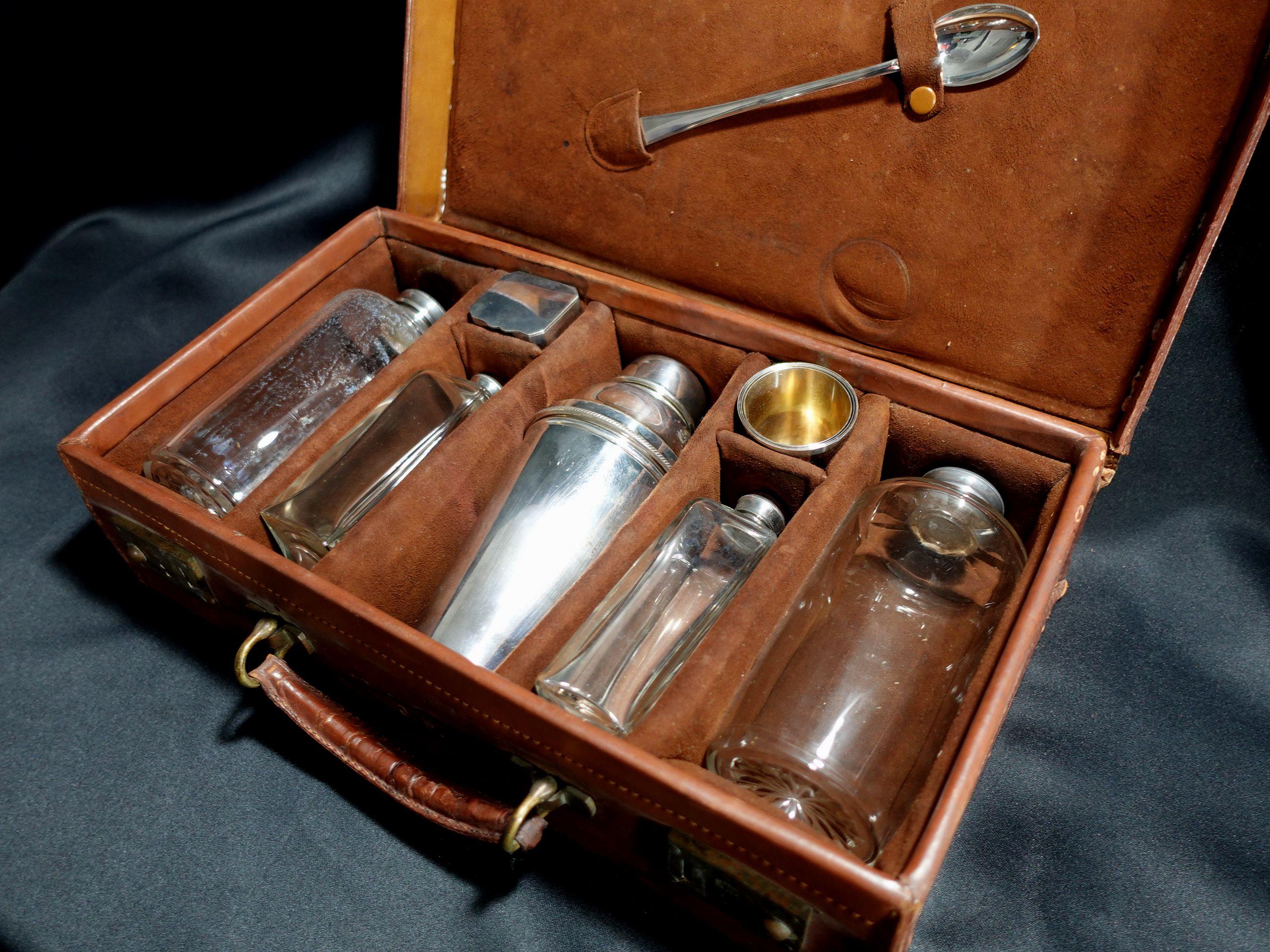 English Antique James Dixon & Sons Silver Plate Liquor Set For Sale