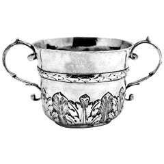 Antique James II Sterling Silver Porringer / Two Handled Cup 1687 17th Century