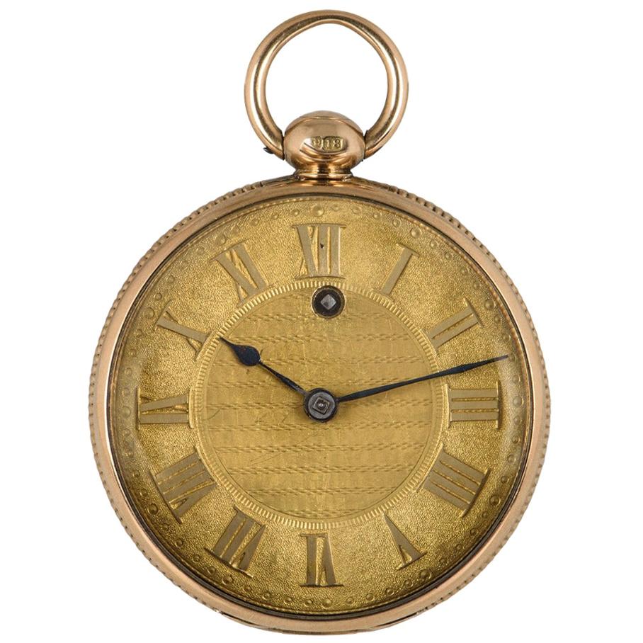 Antique James Squire by Kendal Open Face Pocket Watch Rose Gold