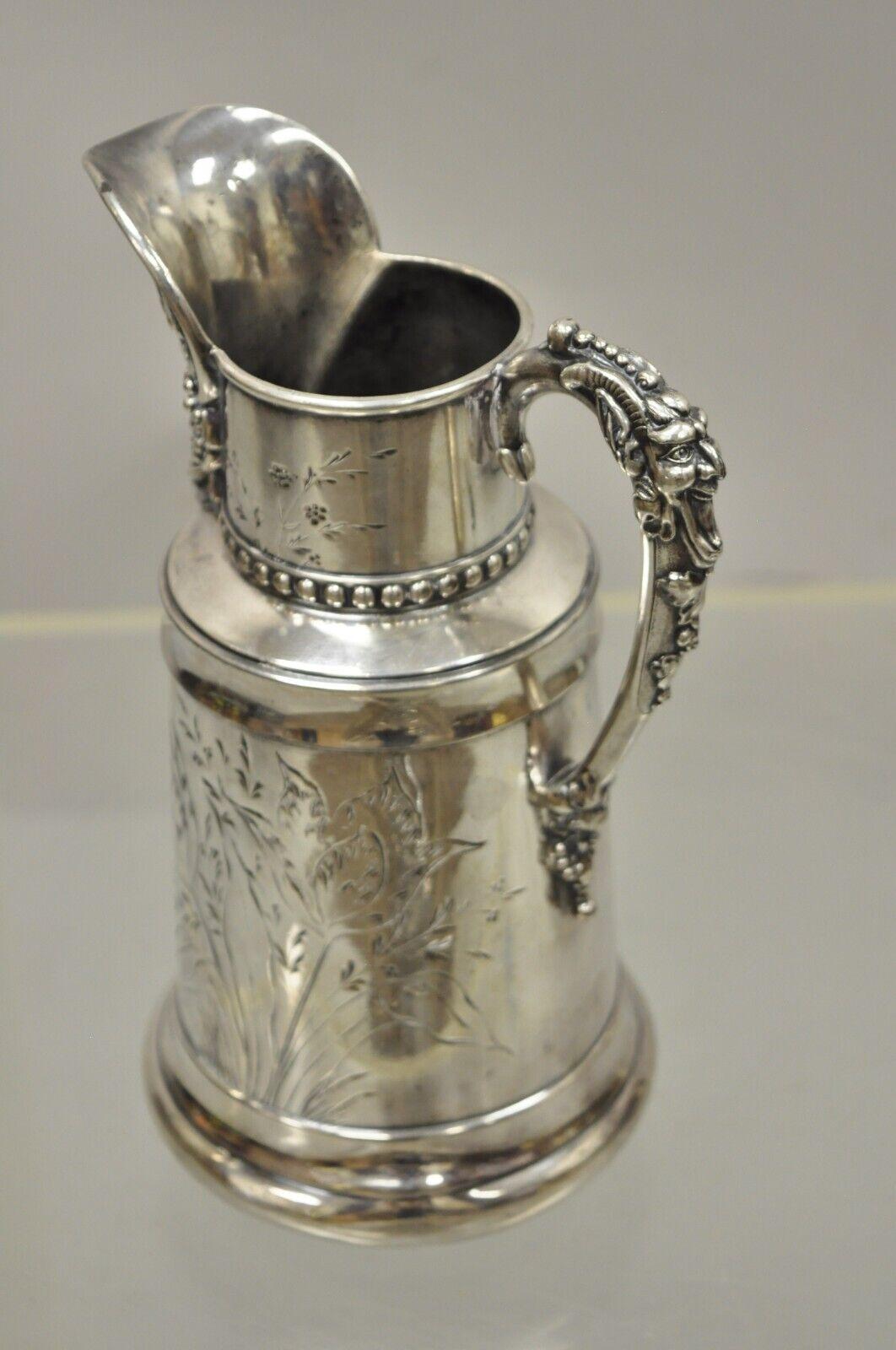 Antique James W. Tufts Renaissance Bacchus Silverplated Water Wine Pitcher For Sale 7
