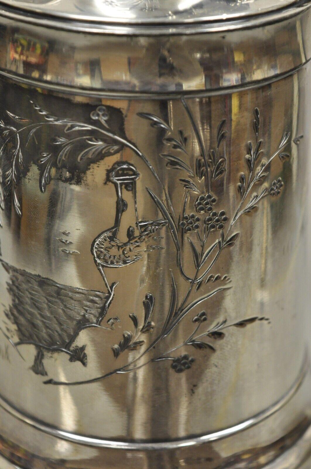 Antique James W. Tufts Renaissance Bacchus Silverplated Water Wine Pitcher For Sale 3