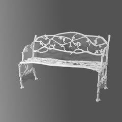 Antique Janes Beebe & Co. Rustic Wrought Iron Twig Bench with Serpents C1880